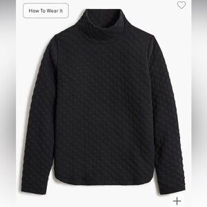 J.Crew factory quilted mockneck pullover, black, large, NWT